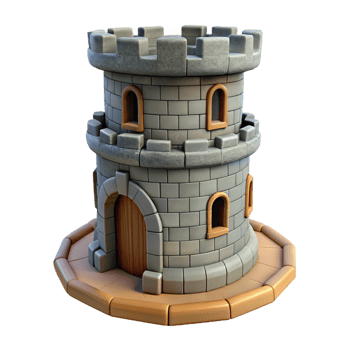 vibrant classic Medieval castle turret, stone, high resolution png