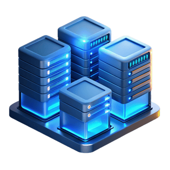 wonderful vintage A server room filled with glowing servers, cool blue light, technical illustration style exclusive png