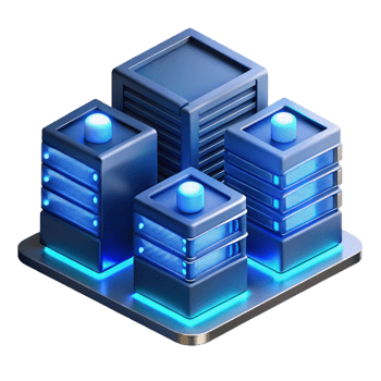 dramatic vintage A server room filled with glowing servers, cool blue light, technical illustration style professional png