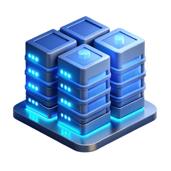 wonderful rustic A server room filled with glowing servers, cool blue light, technical illustration style original png