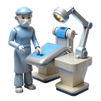 vibrant creative A robotic surgeon performing a delicate operation, sterile white light, medical illustration style professional png