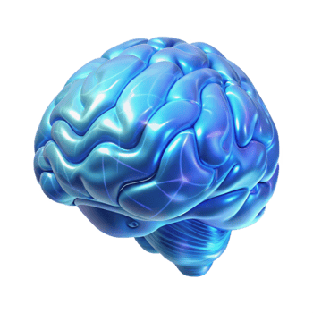 vibrant artistic A holographic projection of a human brain rotating in space, wireframe rendering, cool blue lighting professional png
