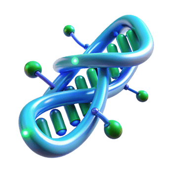 elegant rustic A DNA strand transforming into digital data, glowing blue and green, scientific illustration style exclusive png