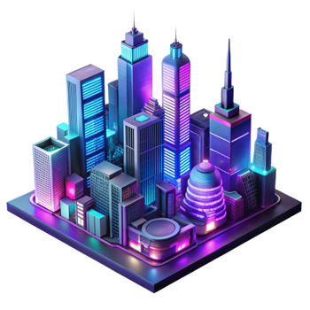 wonderful creative A futuristic city skyline at night, glowing with neon lights, cyberpunk style 4K png
