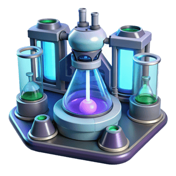 serene rustic A futuristic laboratory filled with advanced technology, sterile white light, scientific illustration style high quality png