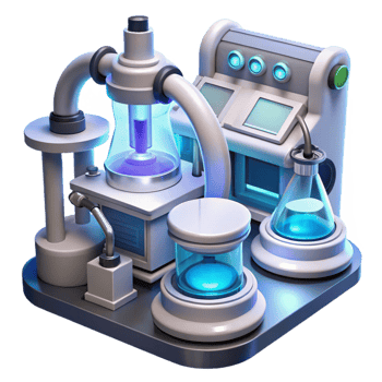 vibrant vintage A futuristic laboratory filled with advanced technology, sterile white light, scientific illustration style authentic png