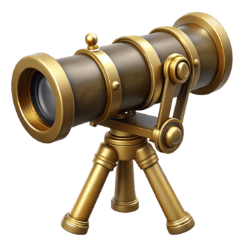 vibrant rustic Steampunk telescope with brass lenses and a wooden tripod mount tripod not included original png