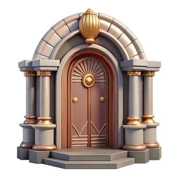 vibrant artistic Art Deco doorway, ornate details, high quality png