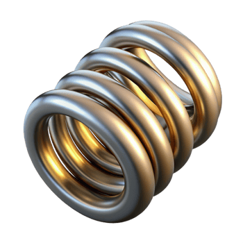 beautiful minimalist Steampunk spring with tightly wound coils and a metallic finish high quality png