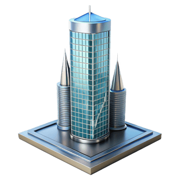 elegant vintage Modern skyscraper, glass and steel, exclusive png