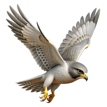 stunning artistic A soaring falcon diving towards its prey, aerial view, dramatic lighting, dynamic style, exclusive png
