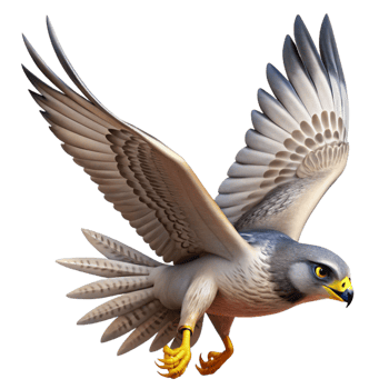 elegant modern A soaring falcon diving towards its prey, aerial view, dramatic lighting, dynamic style, professional png