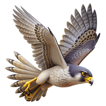 magnificent traditional A soaring falcon diving towards its prey, aerial view, dramatic lighting, dynamic style, genuine png