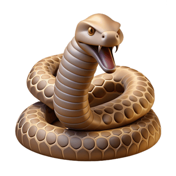 magnificent minimalist A coiled rattlesnake ready to strike, desert setting, harsh lighting, intense style, professional png