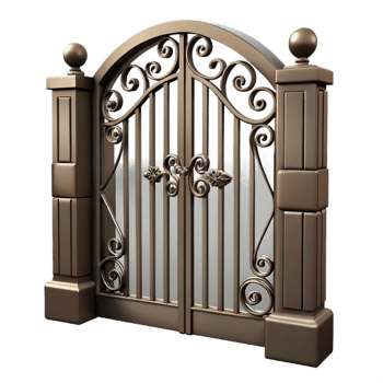 vibrant artistic Wrought iron gate, ornate design, original png