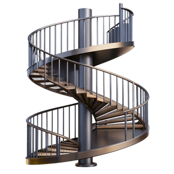 stunning traditional Spiral staircase, wrought iron, professional png