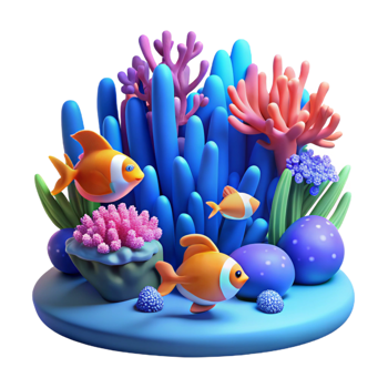 serene vintage A vibrant coral reef teeming with fish, underwater scene, blue lighting, vibrant style, exclusive png