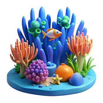 extraordinary creative A vibrant coral reef teeming with fish, underwater scene, blue lighting, vibrant style, 4K png