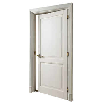 Elegant White Interior Door Ajar Partially Open Showing Intricate Details and Brass Hardware png
