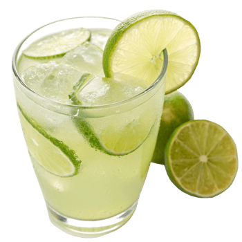 Refreshing Lime Juice Drink with Ice and Lime Wedges in a Glass png