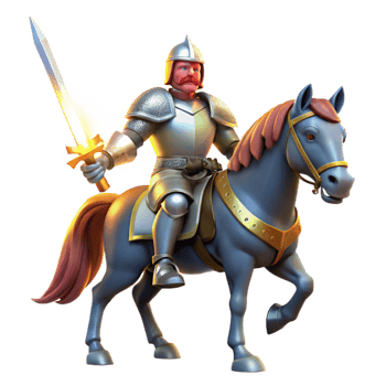 extraordinary rustic A noble knight in shining armor, riding a majestic warhorse, brandishing a gleaming sword, illuminated by the midday sun. Medieval fantasy, heroic pose authentic png