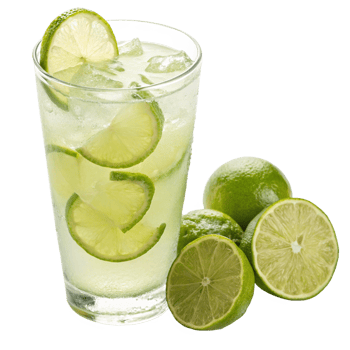 Refreshing Lime Drink with Ice and Lime Wedges in Glass png