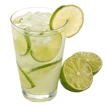 Refreshing Lime Drink in a Tall Glass with Ice and Lime Wedges png