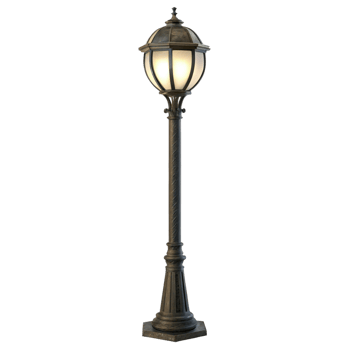 Elegant Victorian Style Outdoor Lamp Post with Ornate Details and Illuminated Globe png