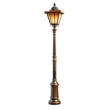 Elegant Bronze and Black Outdoor Lamp Post with Ornate Details png