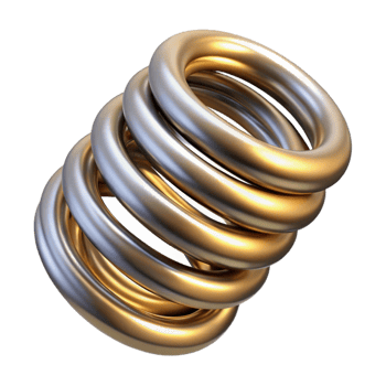 serene rustic Steampunk spring with tightly wound coils and a metallic finish authentic png