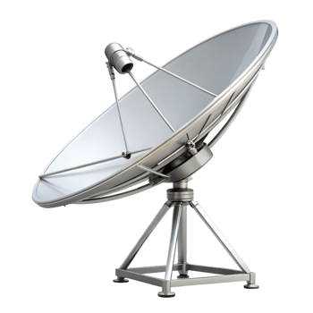 Large Satellite Dish Antenna on Tripod Stand for Telecommunications and Broadcasting png