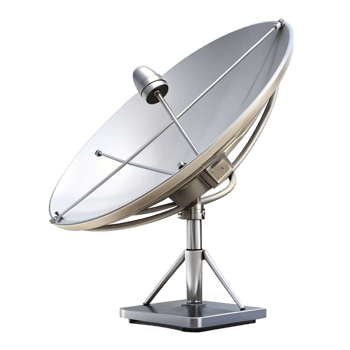 A highresolution 3D rendering of a metallic satellite dish antenna for telecommunications png