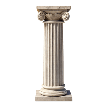 Isolated Image of a Classical Ionic Order Column with Square Plinth and Capital png