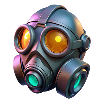 vibrant abstract Cyberpunk gas mask with glowing filters authentic png