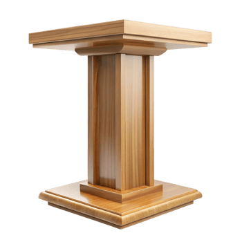 Elegant Wooden Square Table with a Unique Central Column Design Perfect for Home or Office png