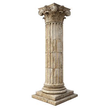 Ancient Greek Ionic Order Column Architectural Element on Square Base png