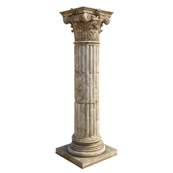 A Stunning 3D Render of an Ancient Greek Ionic Order Column with Intricate Carvings png