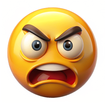 Angry Emoticon 3D Render with Bright Colorful Glitch Effect png