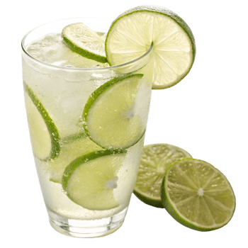 Refreshing Lime Drink with Ice and Lime Slices in a Tall Glass png