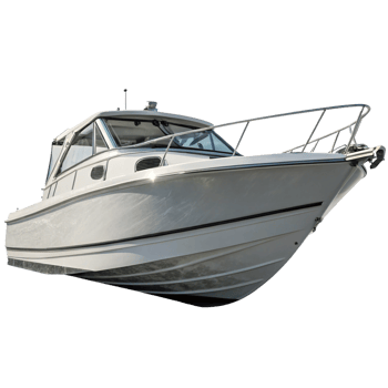 Sleek White Powerboat on Black Background, Luxury Vessel for Water Adventures png