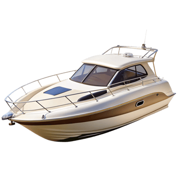 Luxury Cream and Brown Motorboat on Black Background png