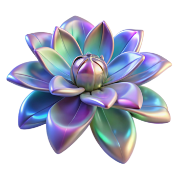 impressive vintage Bioengineered alien flower with iridescent petals original png