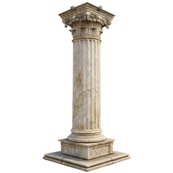 A Detailed View of an Ornate Classical Stone Column with Intricate Carvings and a MultiTiered Base png