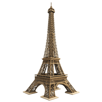 Intricate Wooden Model of the Eiffel Tower Parisian Landmark png