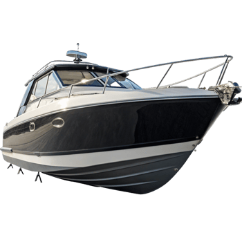 Sleek Modern Luxury Motorboat Yacht Vessel on Display png