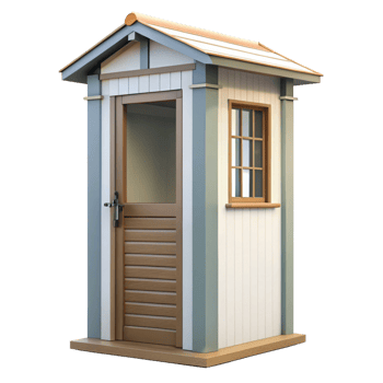 Charming Wooden Guard House Booth Security Post Exterior 3D Render Model png