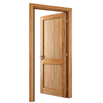Ajar Light Oak Wooden Interior Door with Classic Design and Visible Wood Grain png