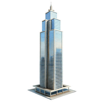 Modern Glass Skyscraper Building in Cityscape Architectural Design png