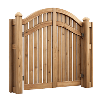 Elegant Arched Wooden Double Gate for Garden or Yard Entrance png