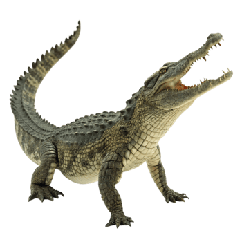 A Stunning Closeup of a Young Nile Crocodile with its Jaws Open Wide Showing Sharp Teeth png